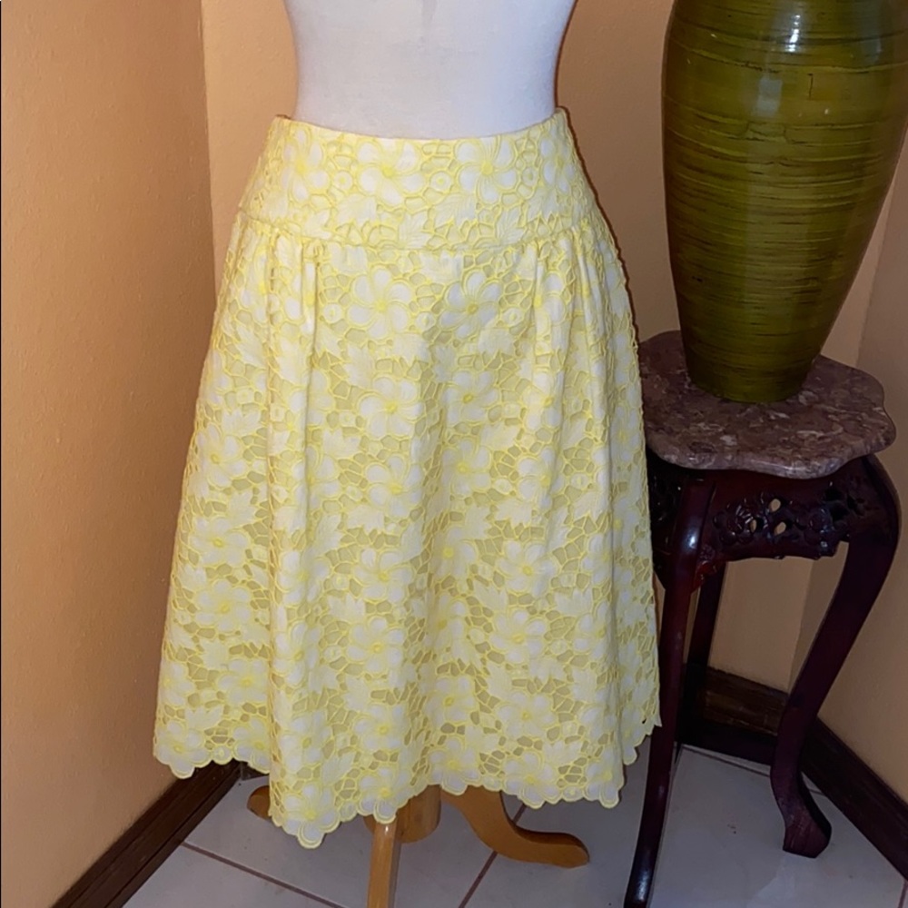 Vtg Lilly Pulitzer yellow Magnolia eyelet skirt 8